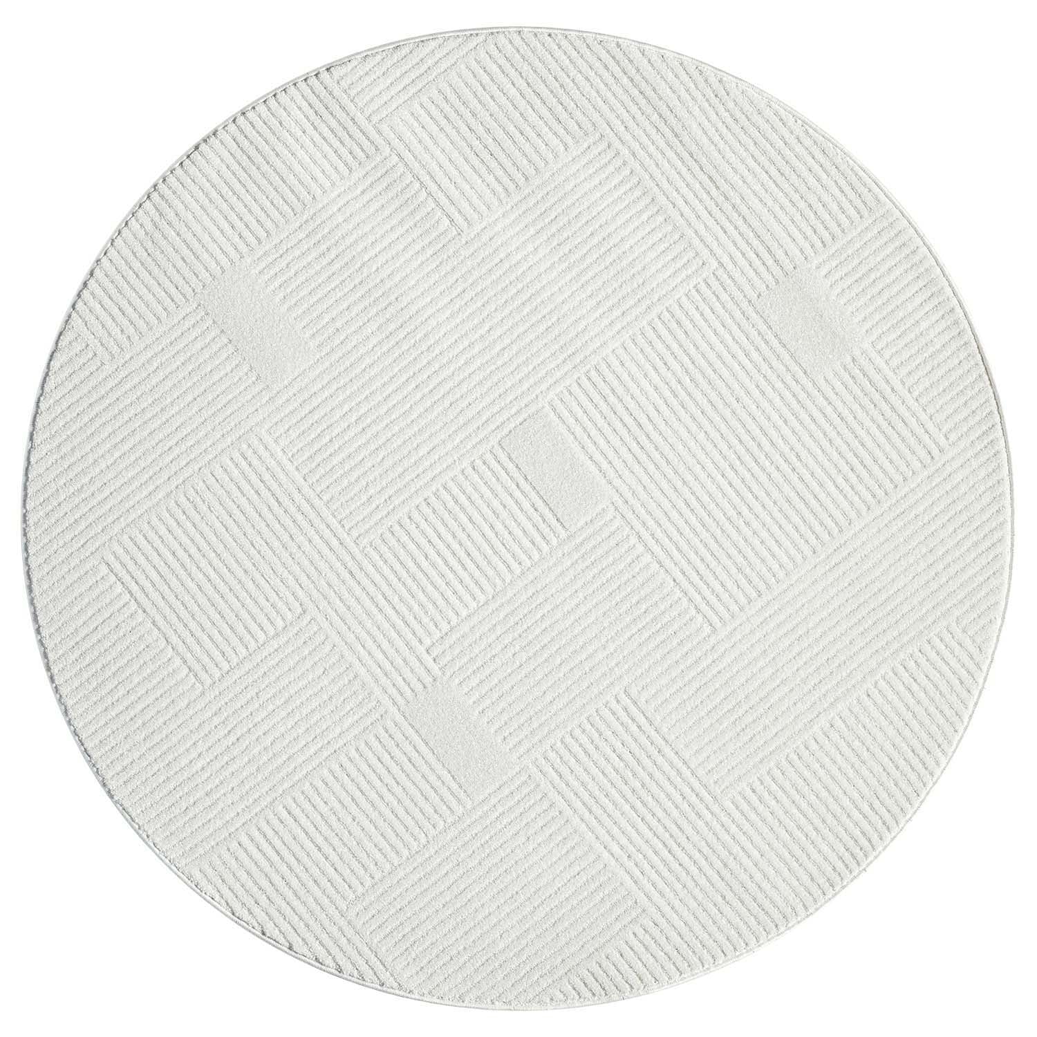 Tapis Rond à motifs Ton sur Ton Lignes Crème – STUDIO DECO