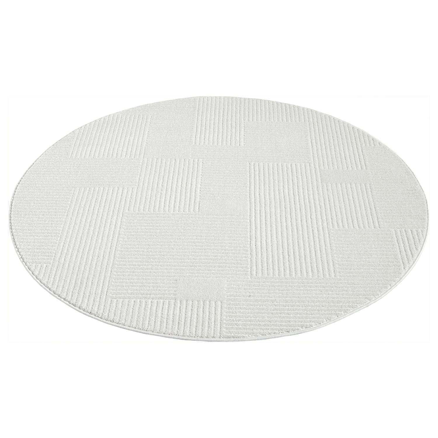 Tapis Rond à motifs Ton sur Ton Lignes Crème – STUDIO DECO