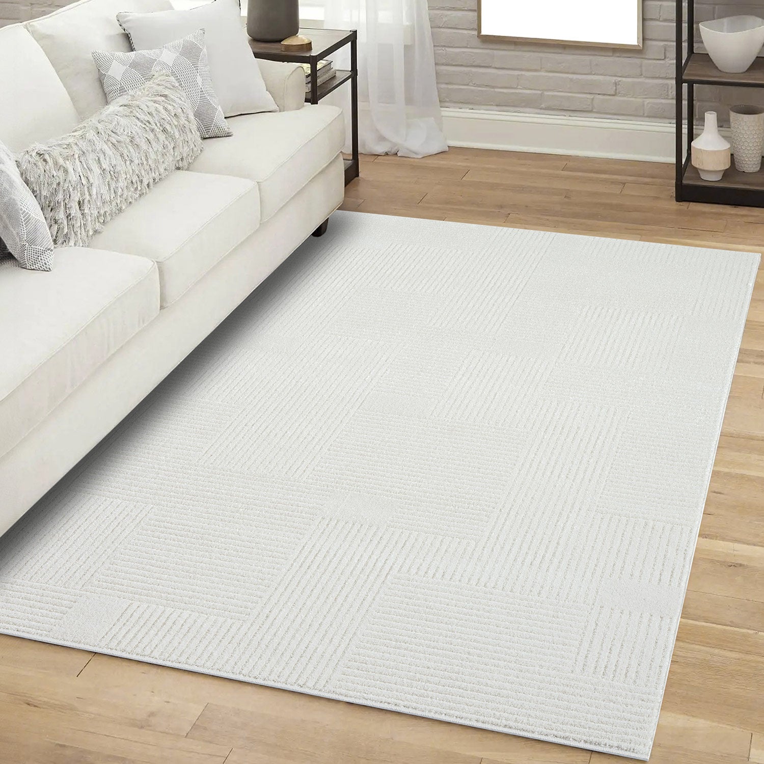 Tapis à motifs Ton sur Ton Lignes Crème – STUDIO DECO