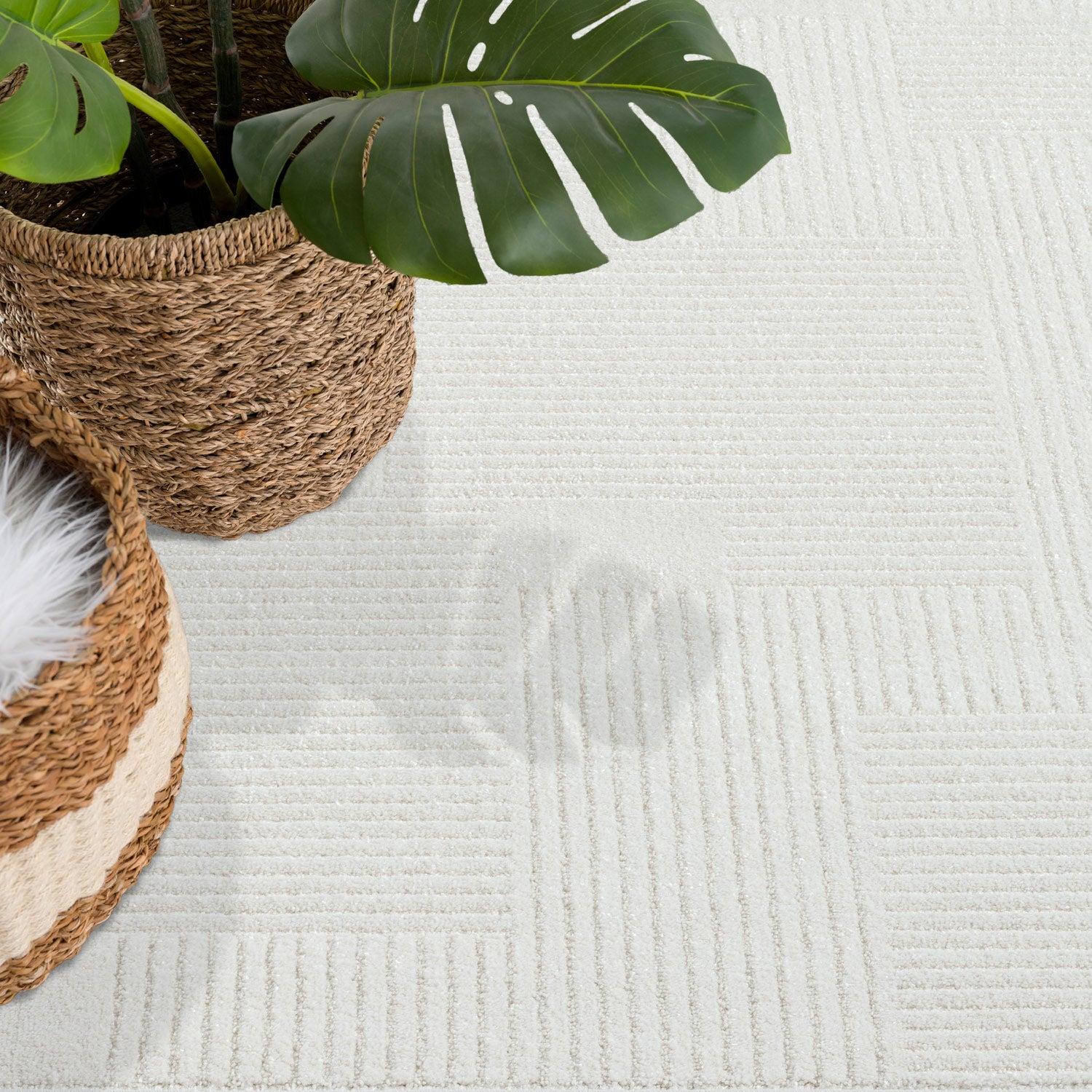 Tapis à motifs Ton sur Ton Lignes Crème – STUDIO DECO