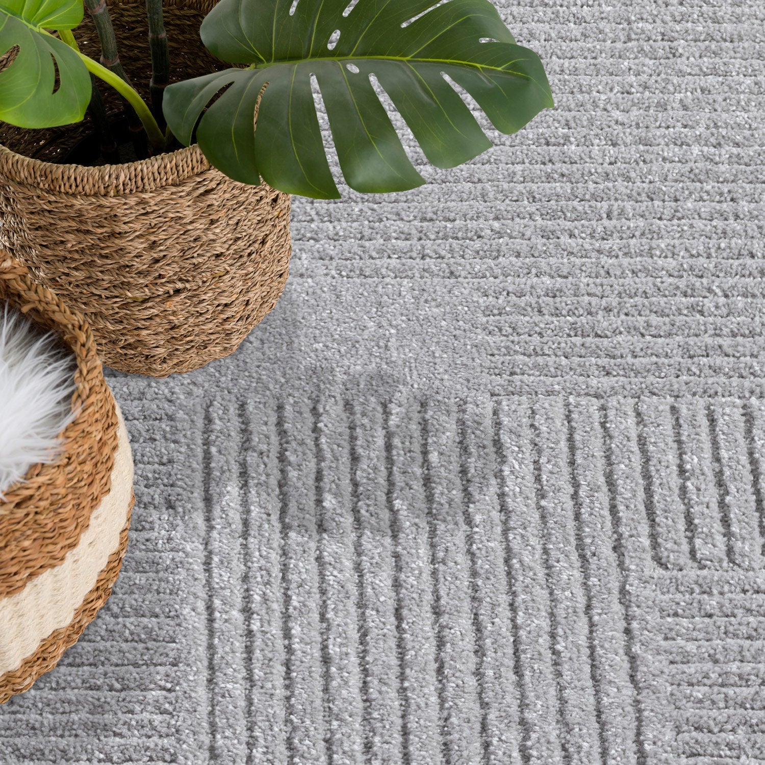 Tapis de couloir à motifs Lignes - Gris – STUDIO DECO