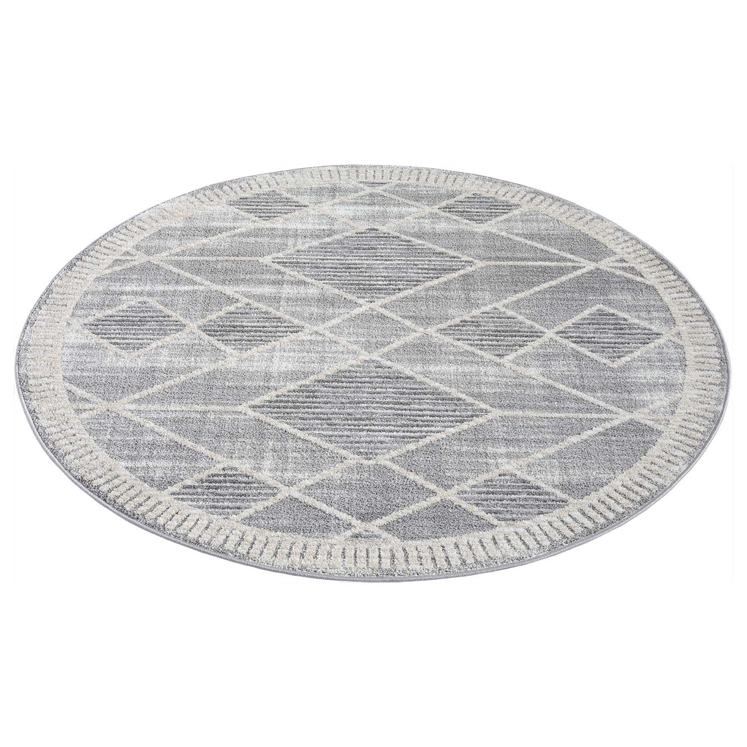 Tapis rond géométrique à motifs Ethniques en Relief – STUDIO DECO