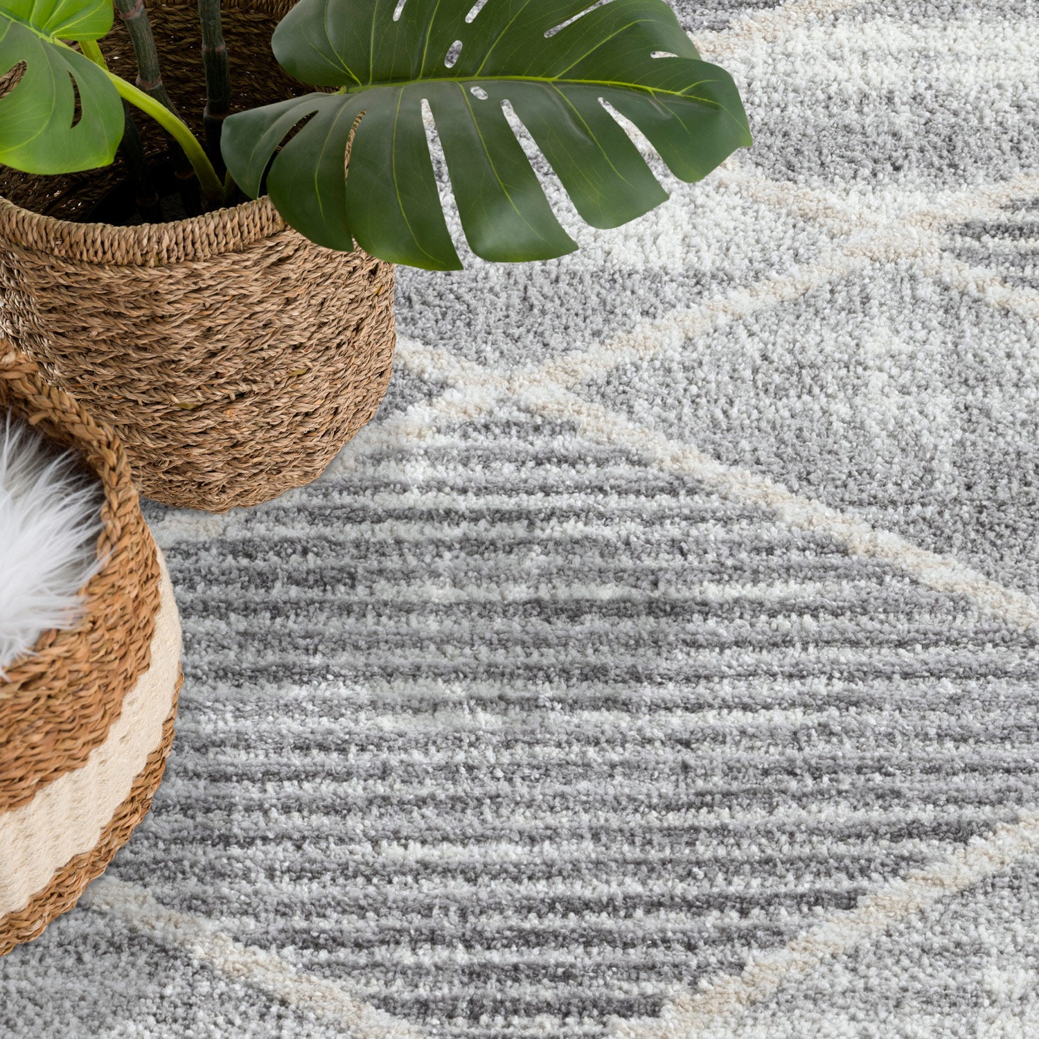 Tapis géométrique à motifs Ethniques en Relief – STUDIO DECO