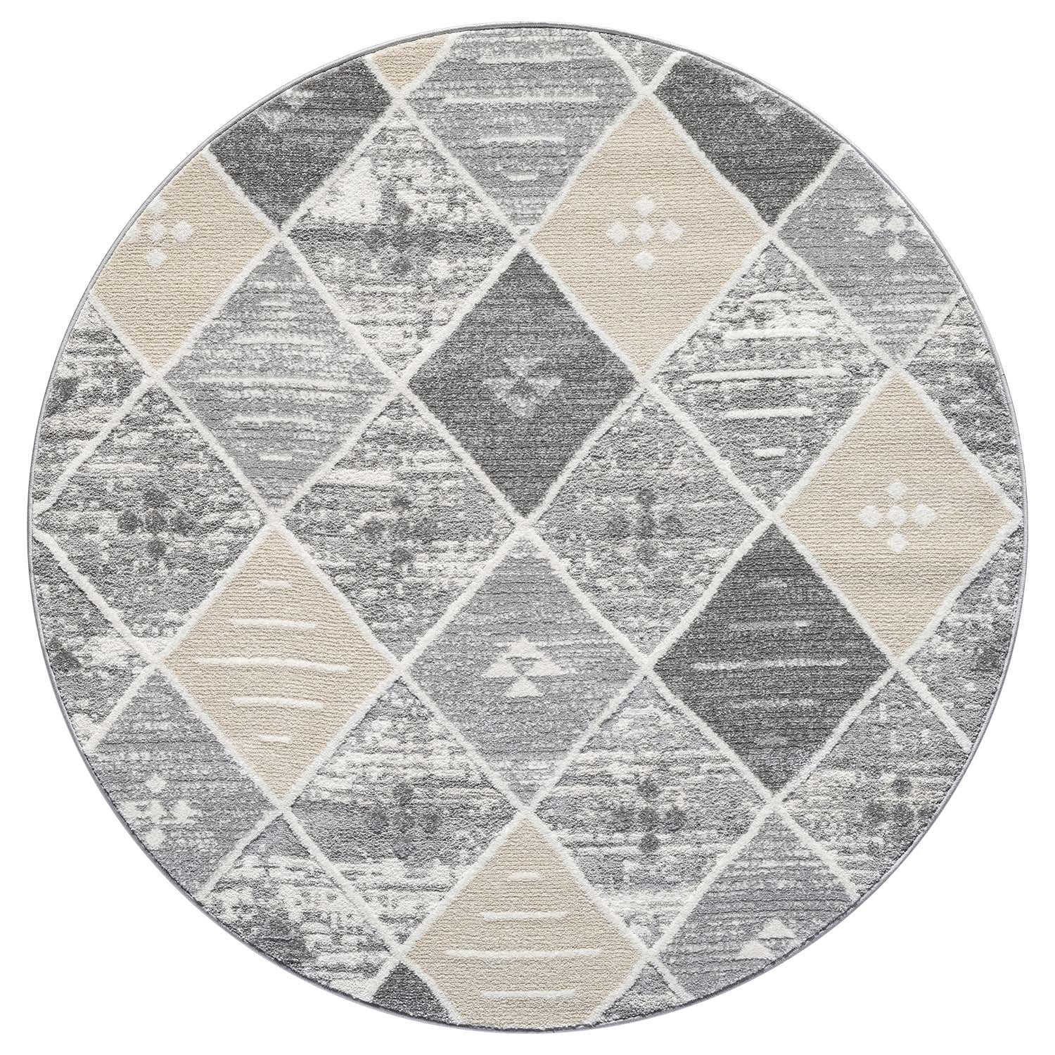 Tapis Rond géométrique à motifs Ethniques en Relief – STUDIO DECO
