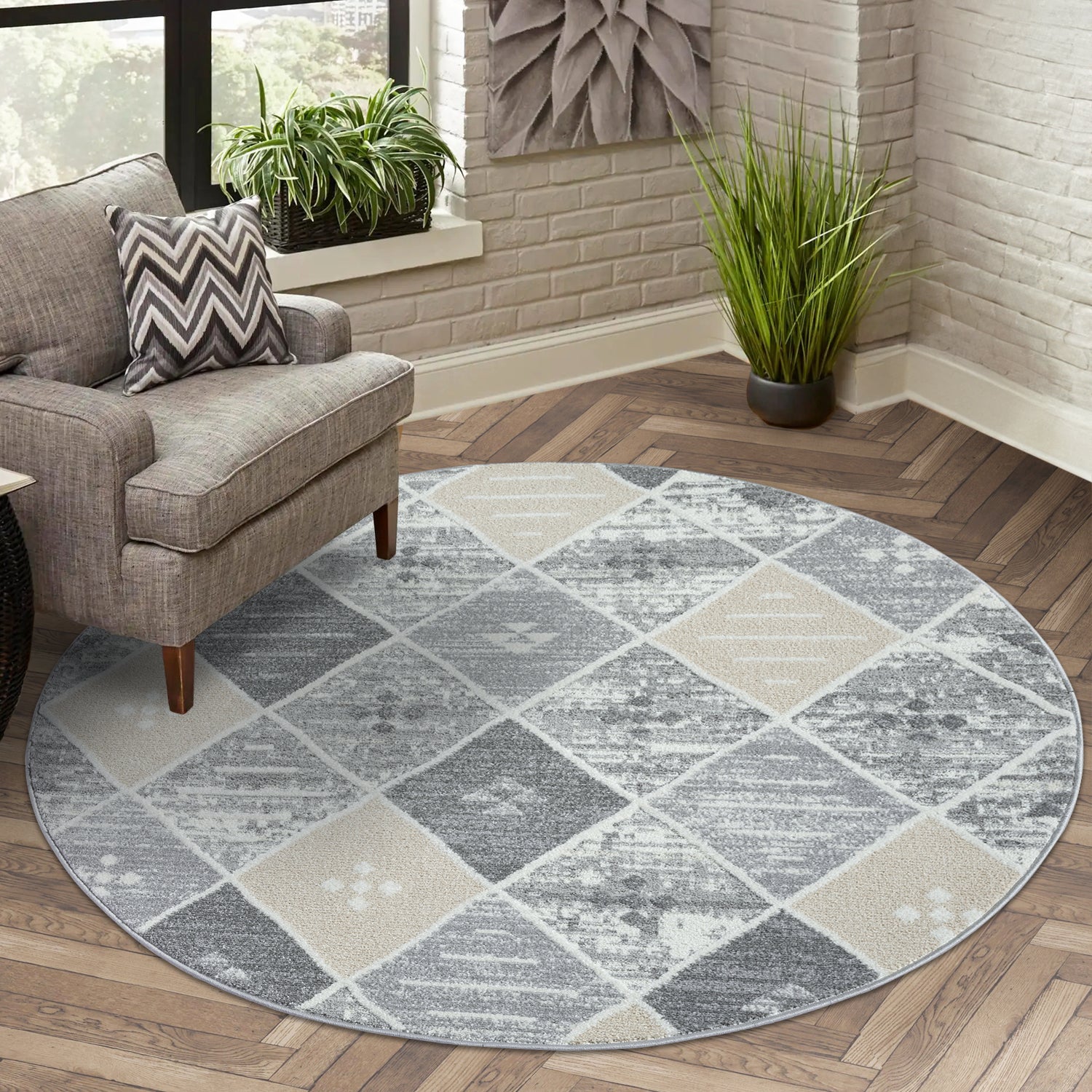 Tapis Rond géométrique à motifs Ethniques en Relief – STUDIO DECO