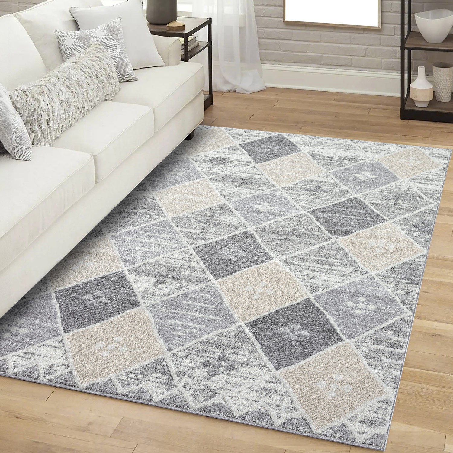 Tapis géométrique à motifs Ethniques en Relief – STUDIO DECO