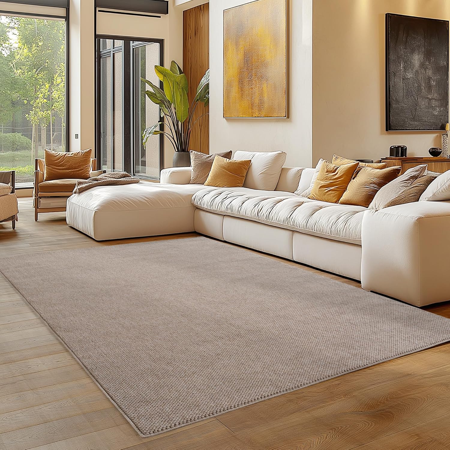 Tapis bouclés à relief Uni Beige – STUDIO DECO