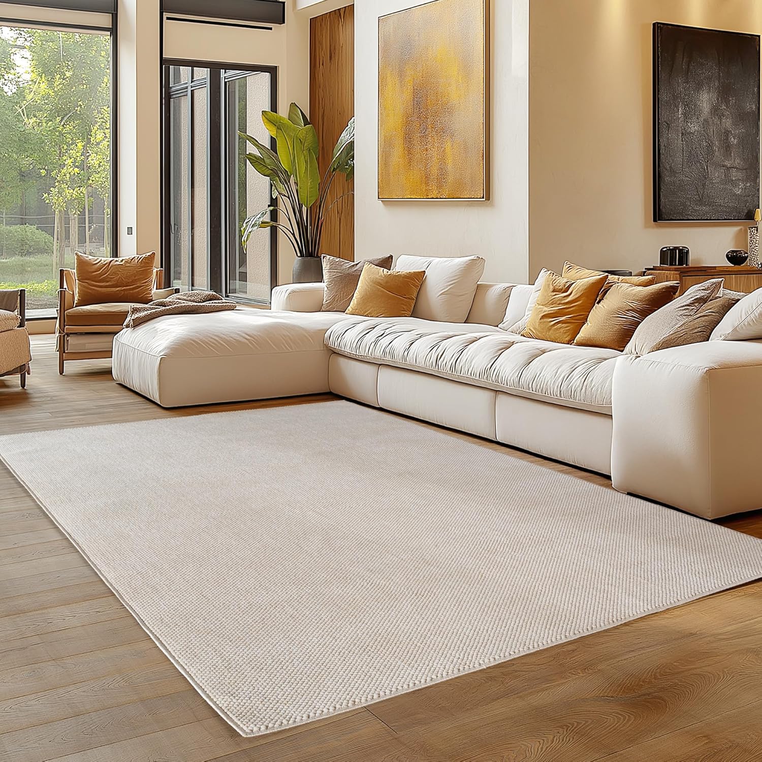 Tapis bouclés à relief Uni Crème – STUDIO DECO