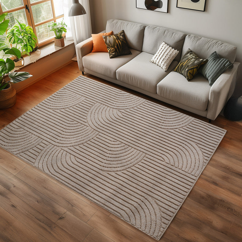 Tapis bouclés à relief ARCH Beige – STUDIO DECO