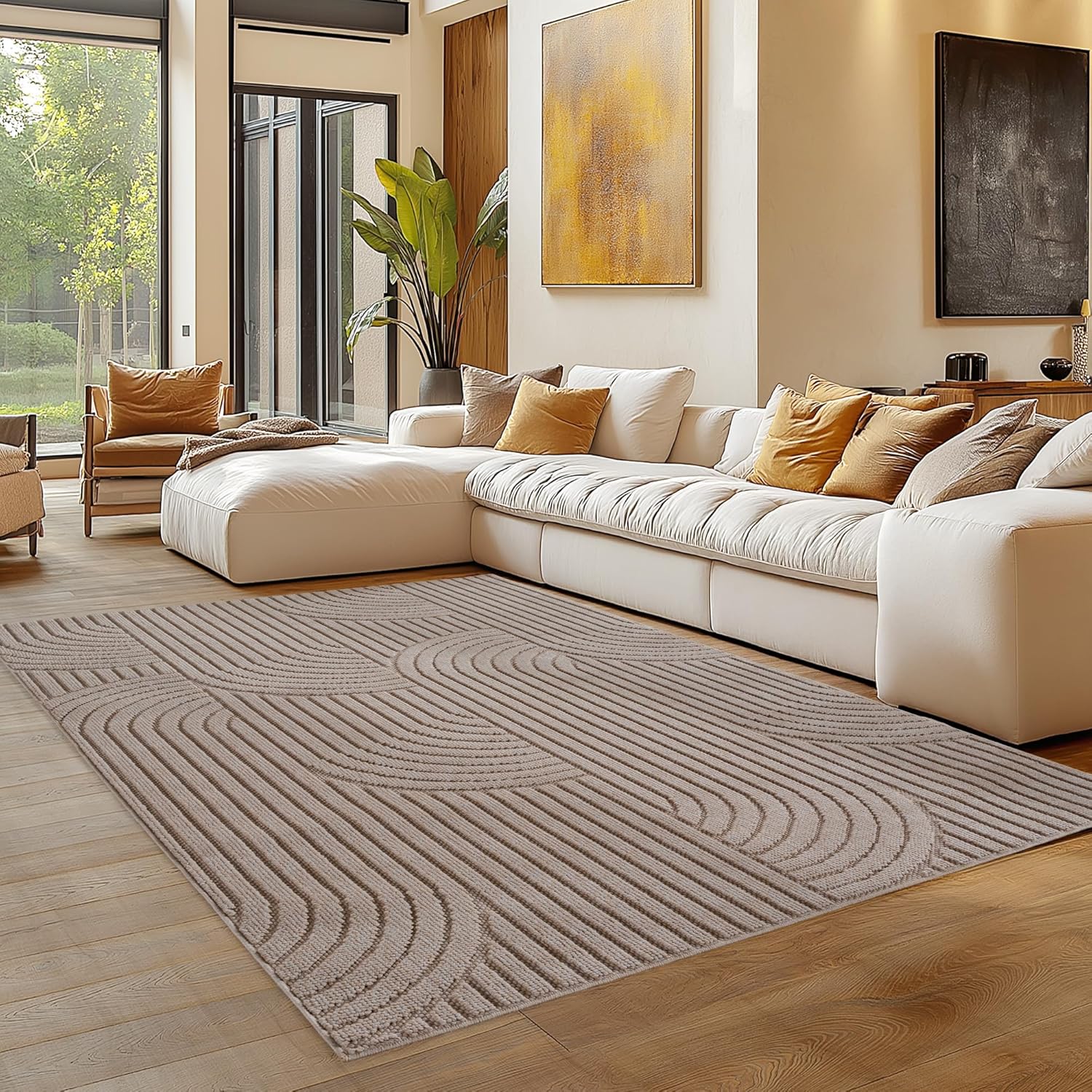 Tapis bouclés à relief ARCH Beige – STUDIO DECO