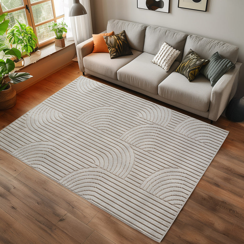 Tapis bouclés à relief ARCH Crème – STUDIO DECO