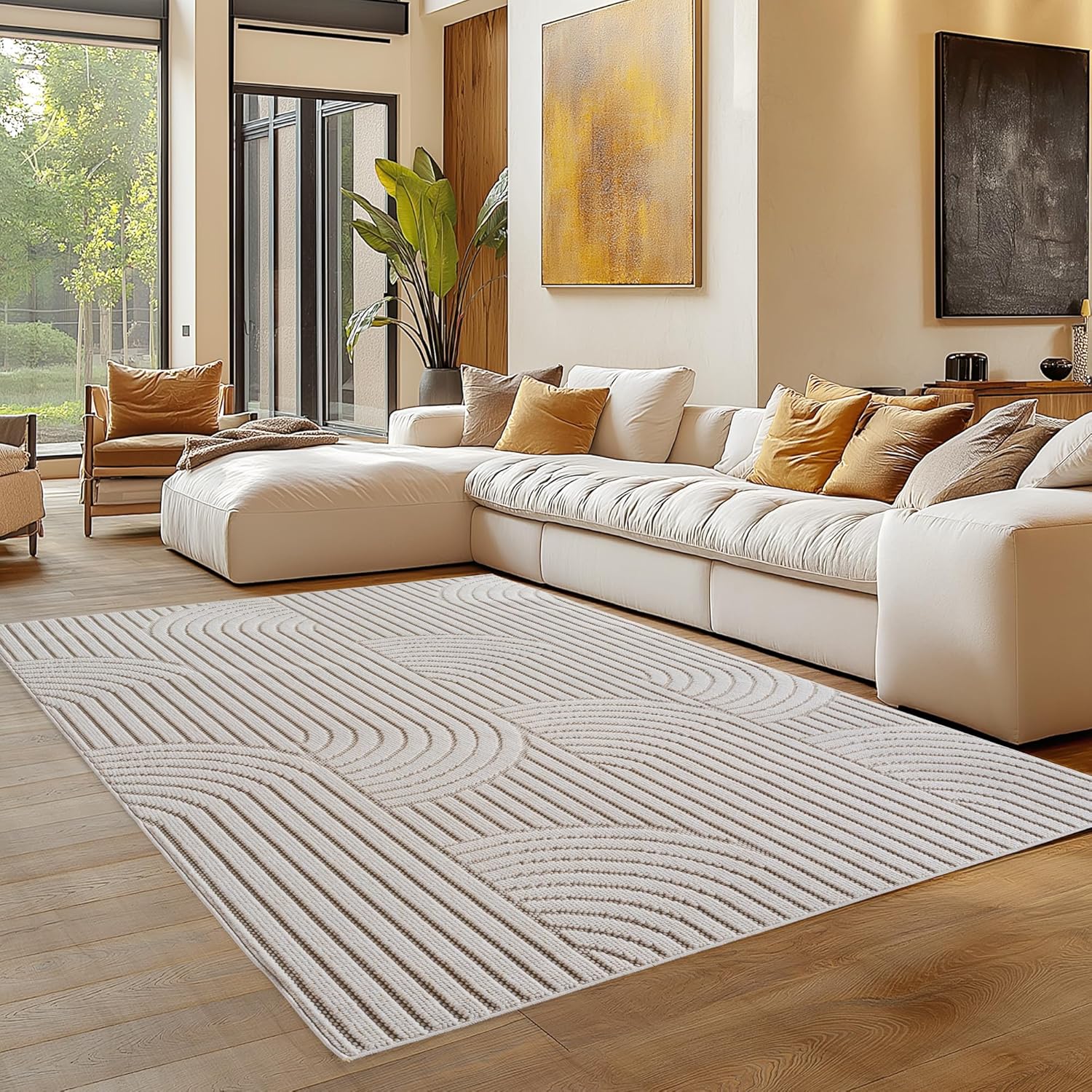 Tapis bouclés à relief ARCH Crème – STUDIO DECO