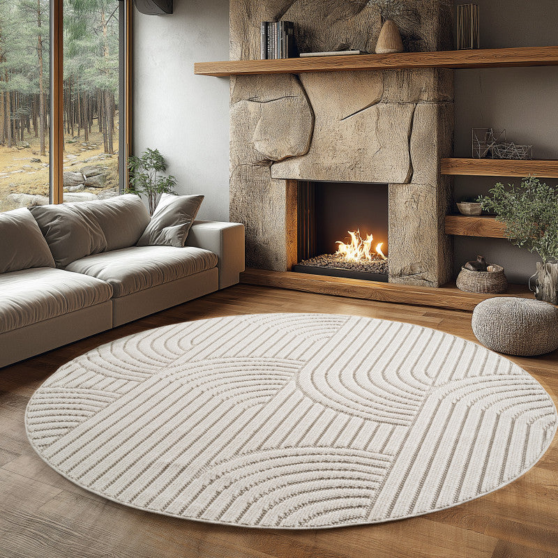 Tapis Rond bouclés à relief ARCH Crème – STUDIO DECO