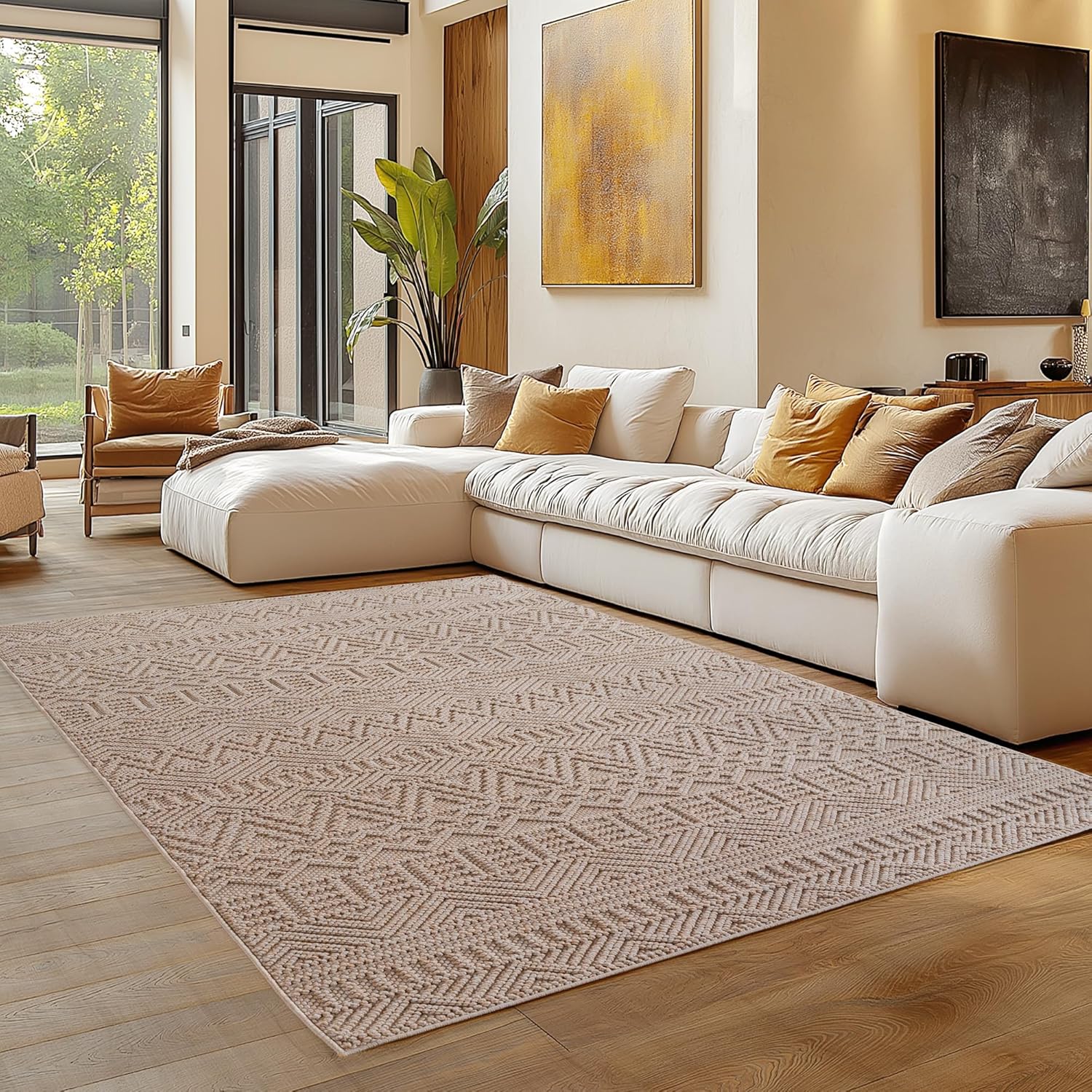 Tapis bouclés à relief ETHNIK Beige – STUDIO DECO