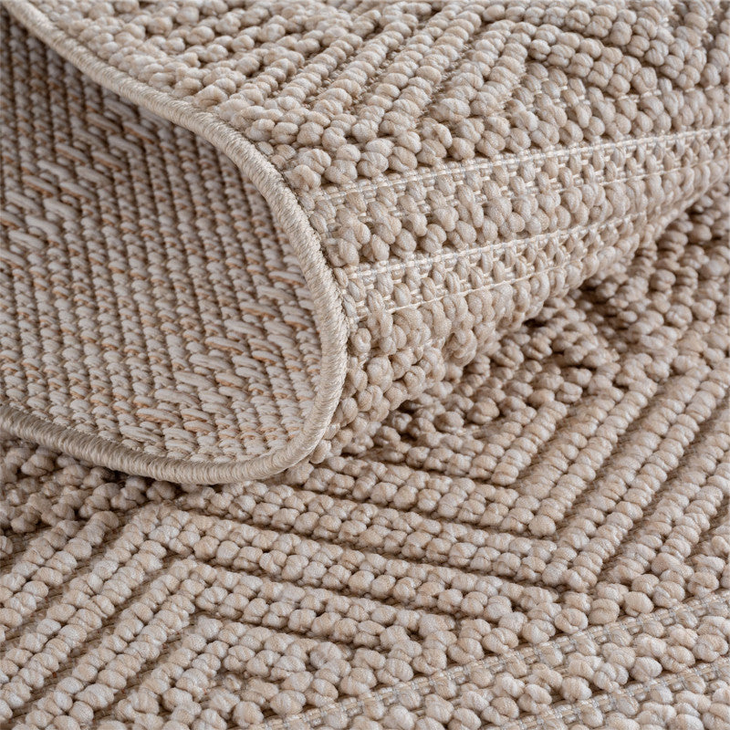 Tapis Rond bouclés à relief ETHNIK Beige – STUDIO DECO