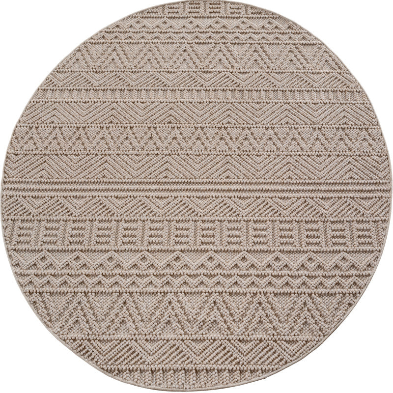 Tapis Rond bouclés à relief ETHNIK Beige – STUDIO DECO