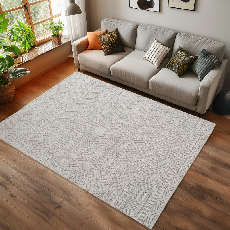 Tapis bouclés à relief ETHNIK Crème – STUDIO DECO