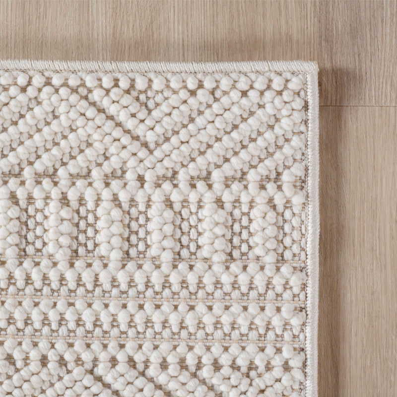 Tapis Rond bouclés à relief ETHNIK Crème – STUDIO DECO