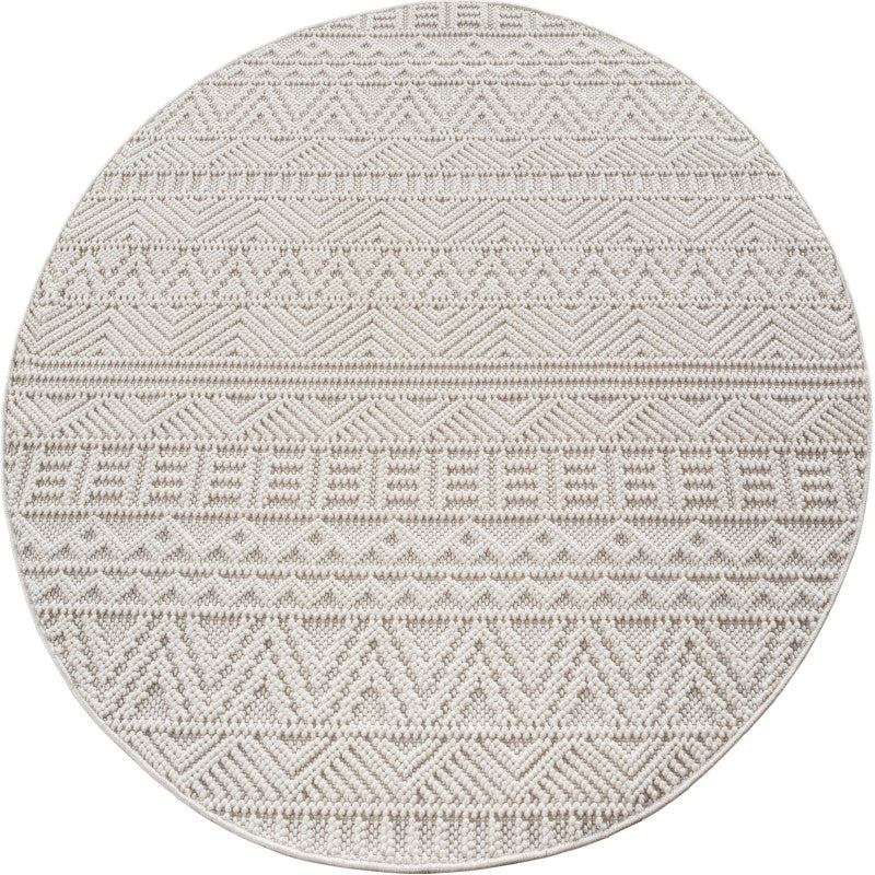 Tapis Rond bouclés à relief ETHNIK Crème – STUDIO DECO