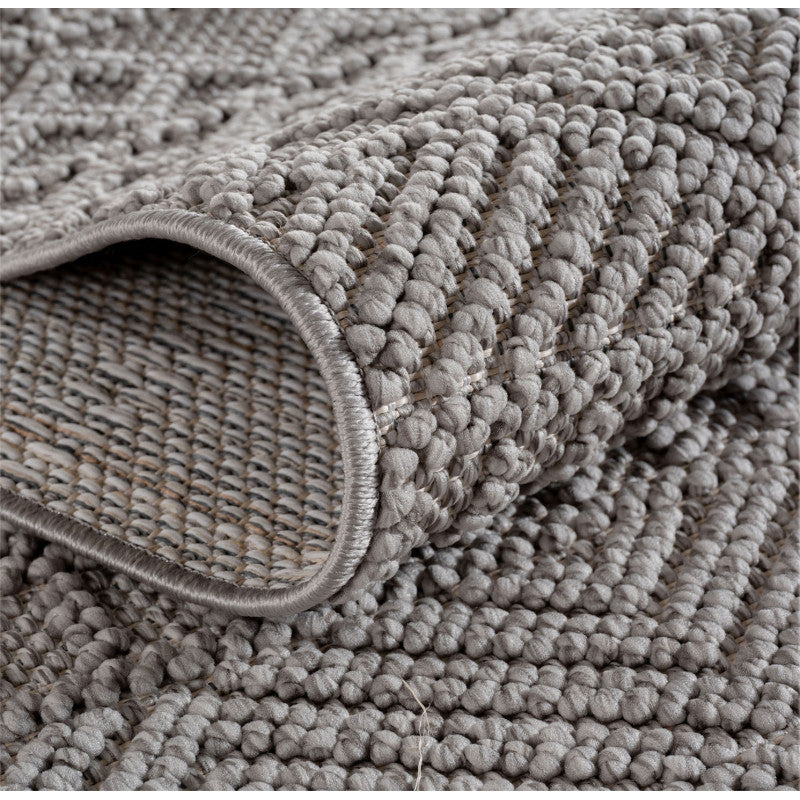 Tapis Rond bouclés à relief ETHNIK Gris – STUDIO DECO