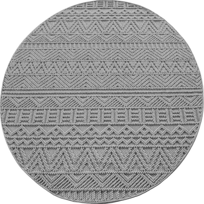 Tapis Rond bouclés à relief ETHNIK Gris – STUDIO DECO