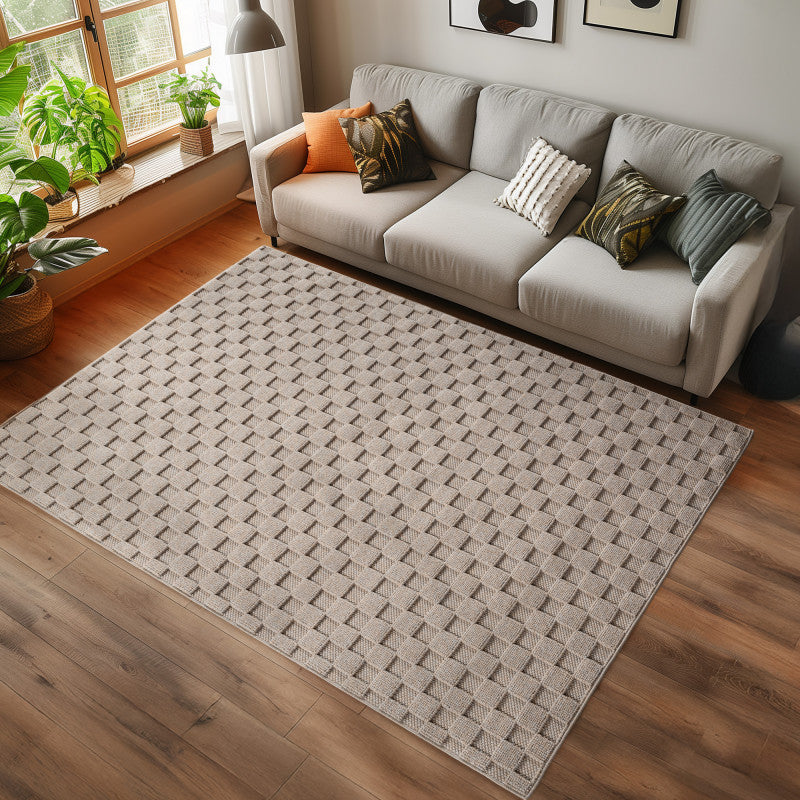 Tapis bouclés à relief DAMIER Beige – STUDIO DECO