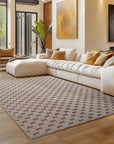 Tapis bouclés à relief DAMIER Beige – STUDIO DECO