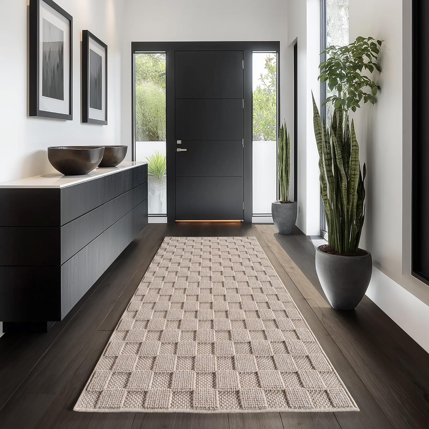 Tapis bouclés à relief DAMIER Beige – STUDIO DECO