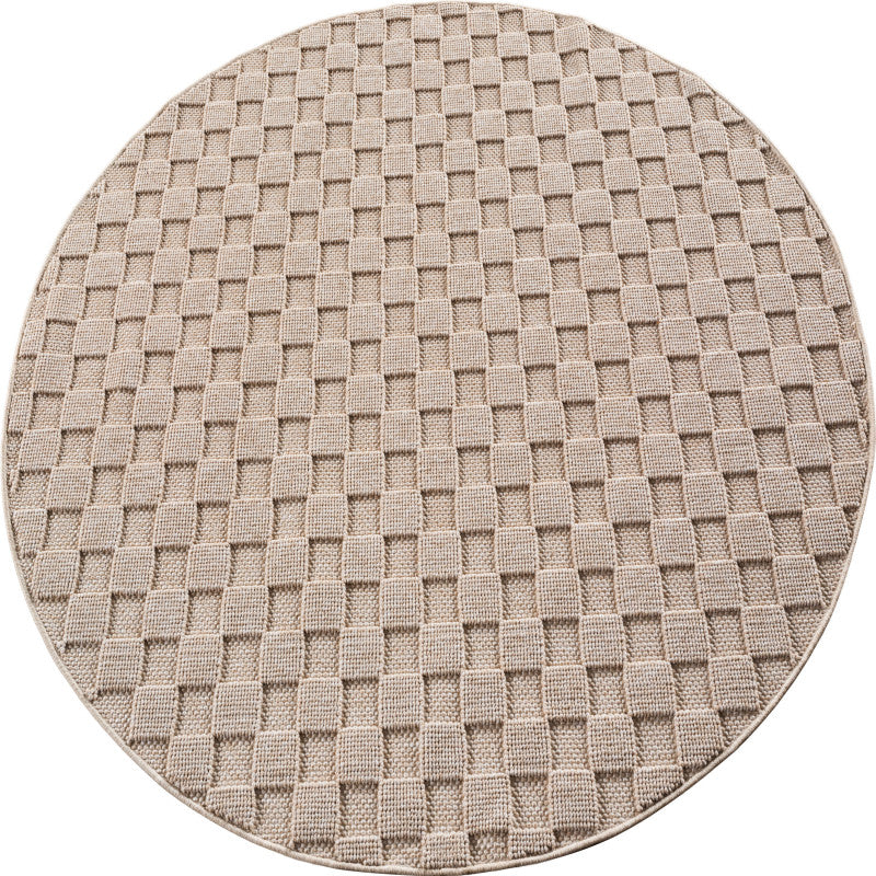 Tapis Rond bouclés à relief DAMIER Beige – STUDIO DECO