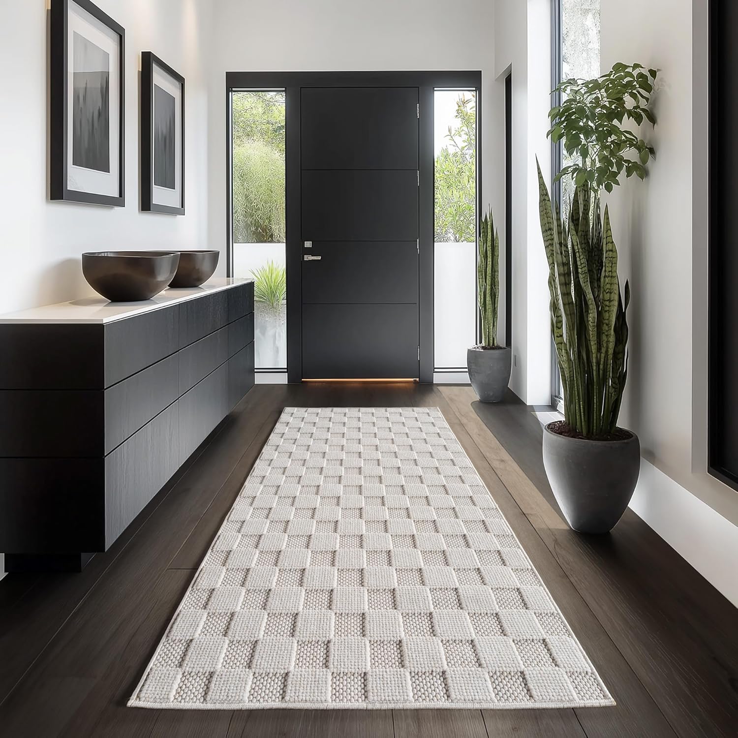 Tapis bouclés à relief DAMIER Crème – STUDIO DECO
