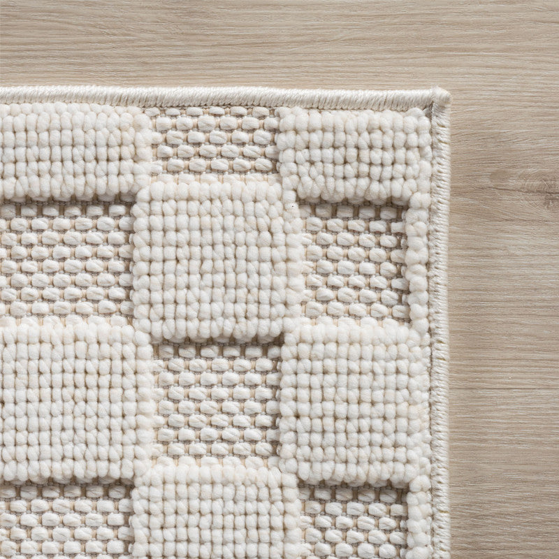 Tapis bouclés à relief DAMIER Crème – STUDIO DECO