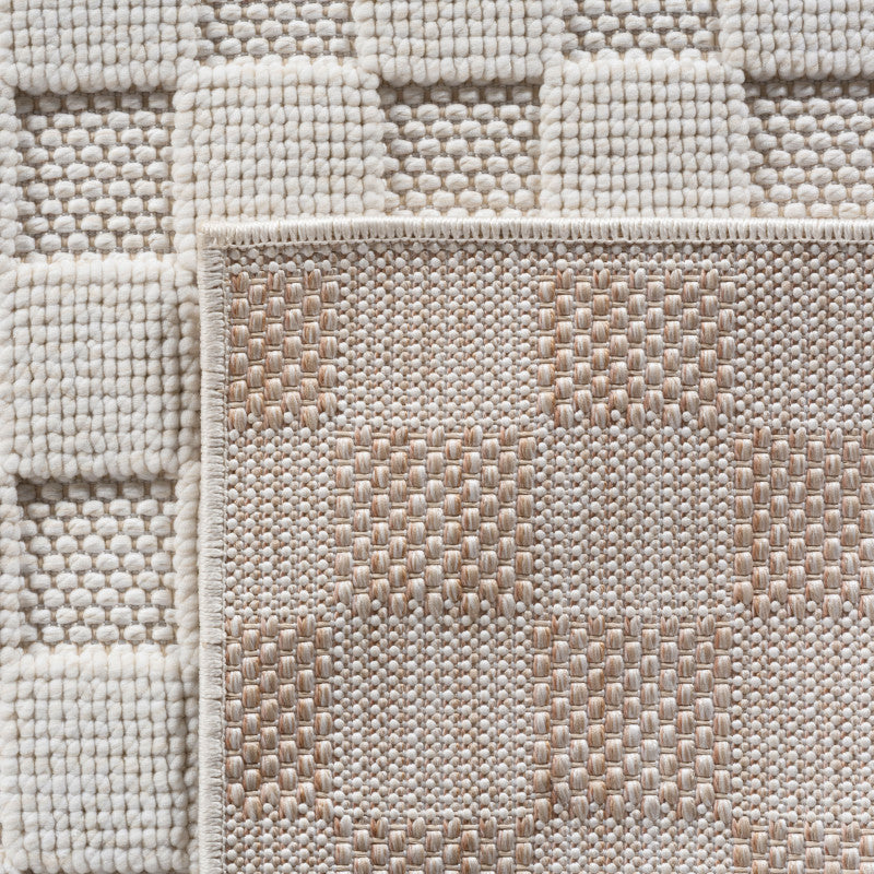 Tapis bouclés à relief DAMIER Crème – STUDIO DECO