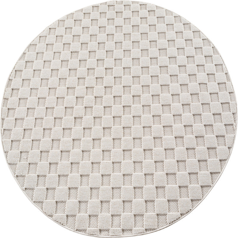 Tapis Rond bouclés à relief DAMIER Crème – STUDIO DECO