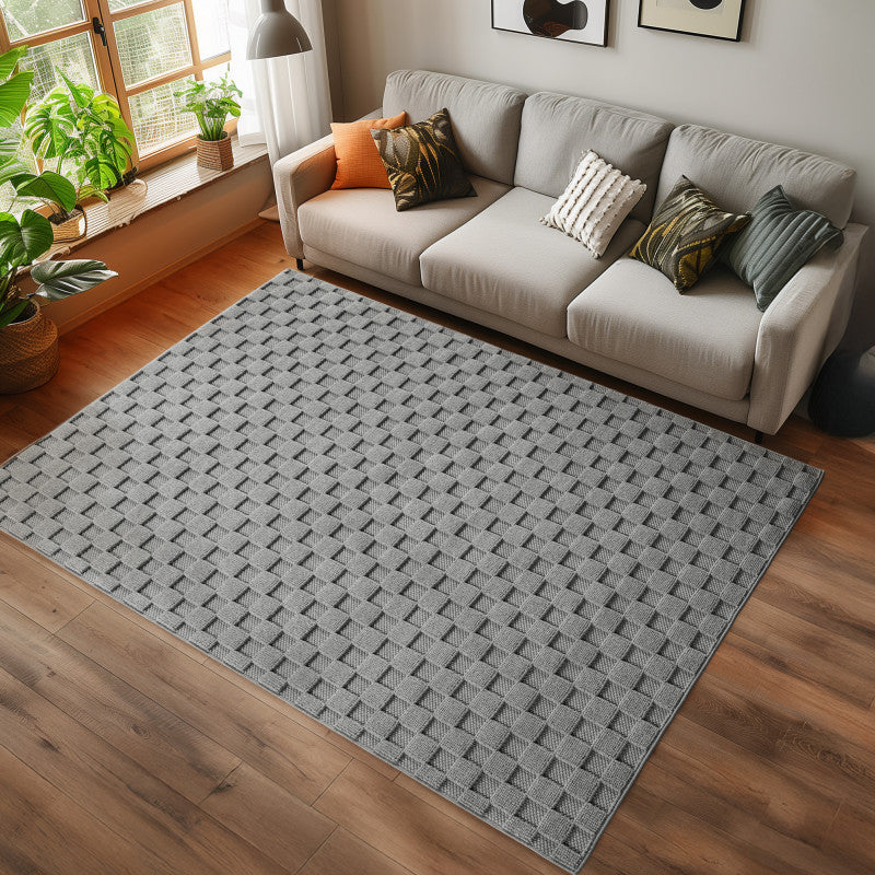 Tapis bouclés à relief DAMIER Gris – STUDIO DECO
