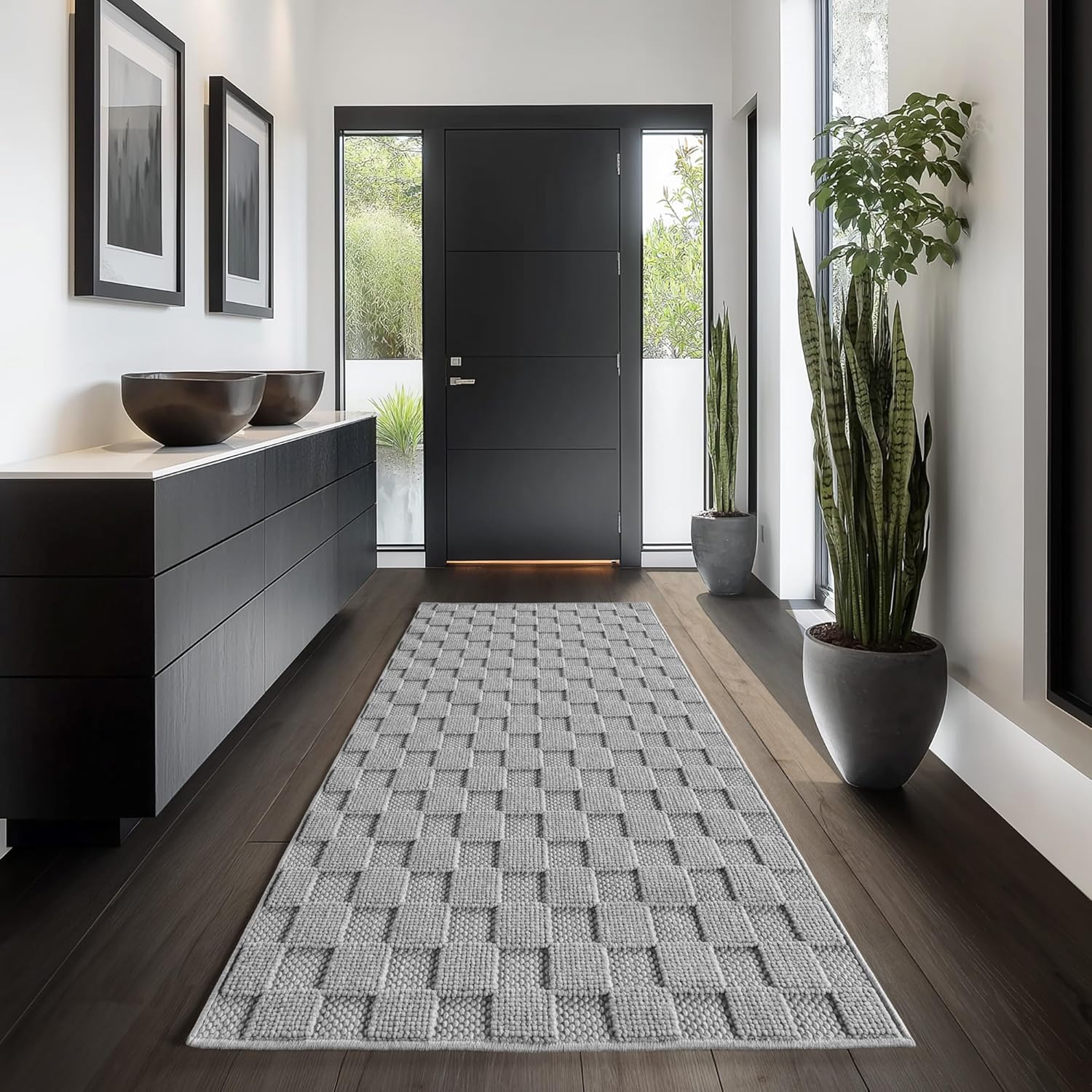 Tapis bouclés à relief DAMIER Gris – STUDIO DECO