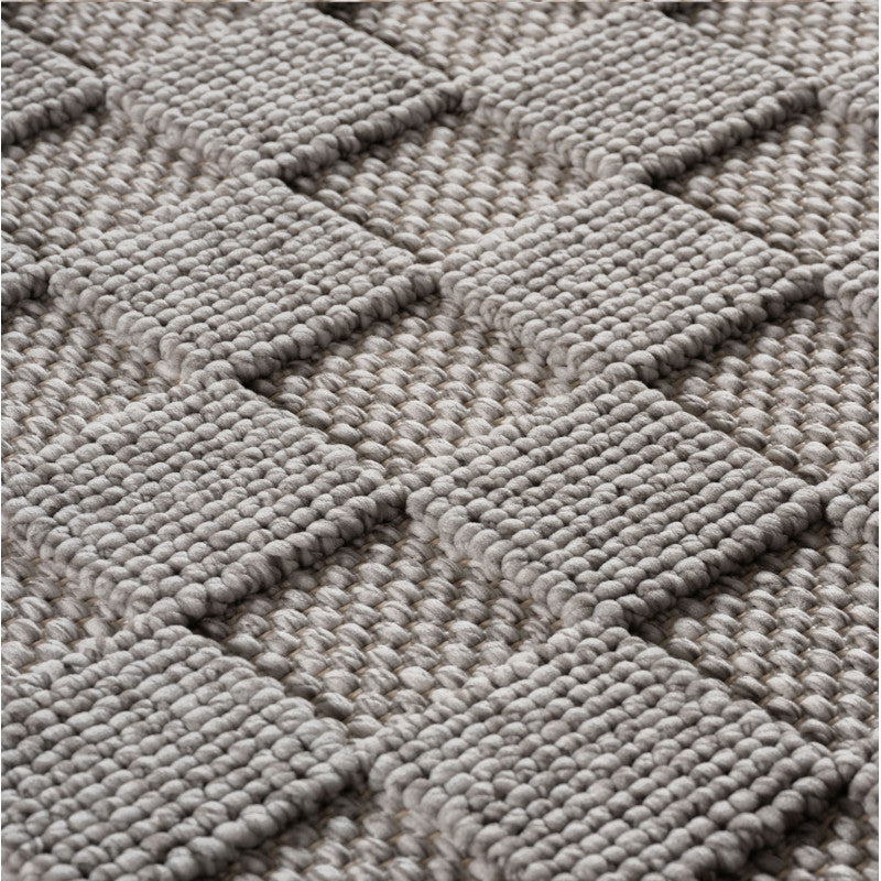 Tapis Rond bouclés à relief DAMIER Gris – STUDIO DECO