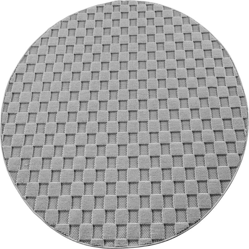 Tapis Rond bouclés à relief DAMIER Gris – STUDIO DECO