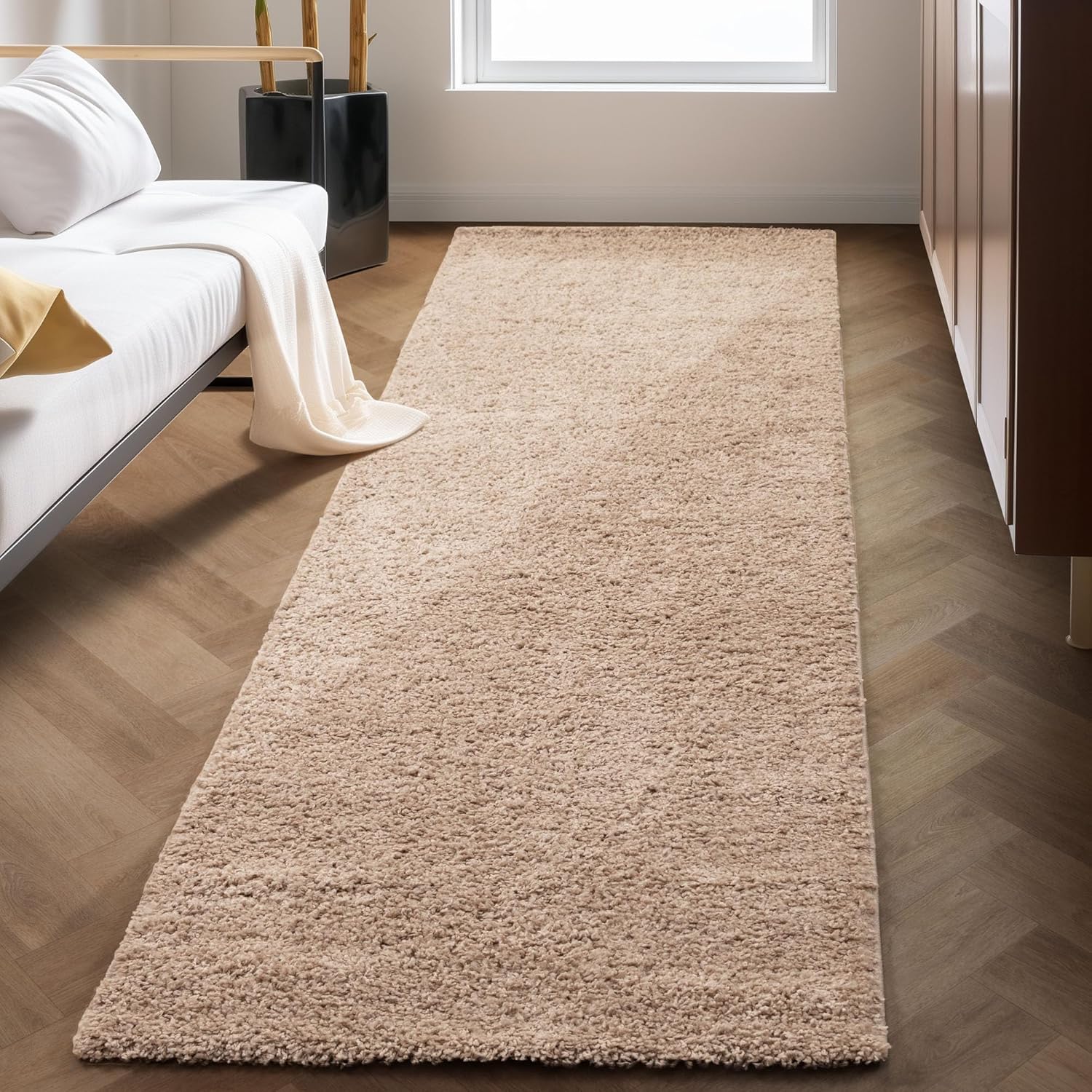 Tapis Shaggy Uni à poils longs - Beige – STUDIO DECO