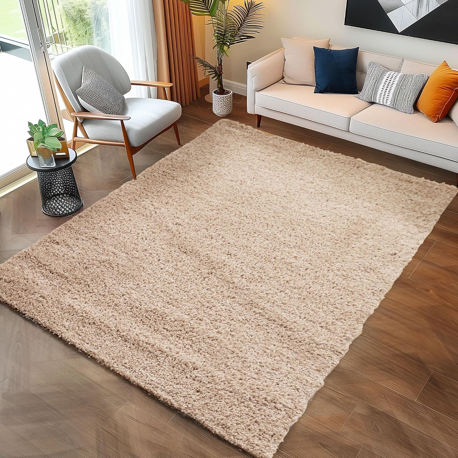 Tapis Shaggy Uni à poils longs - Beige – STUDIO DECO