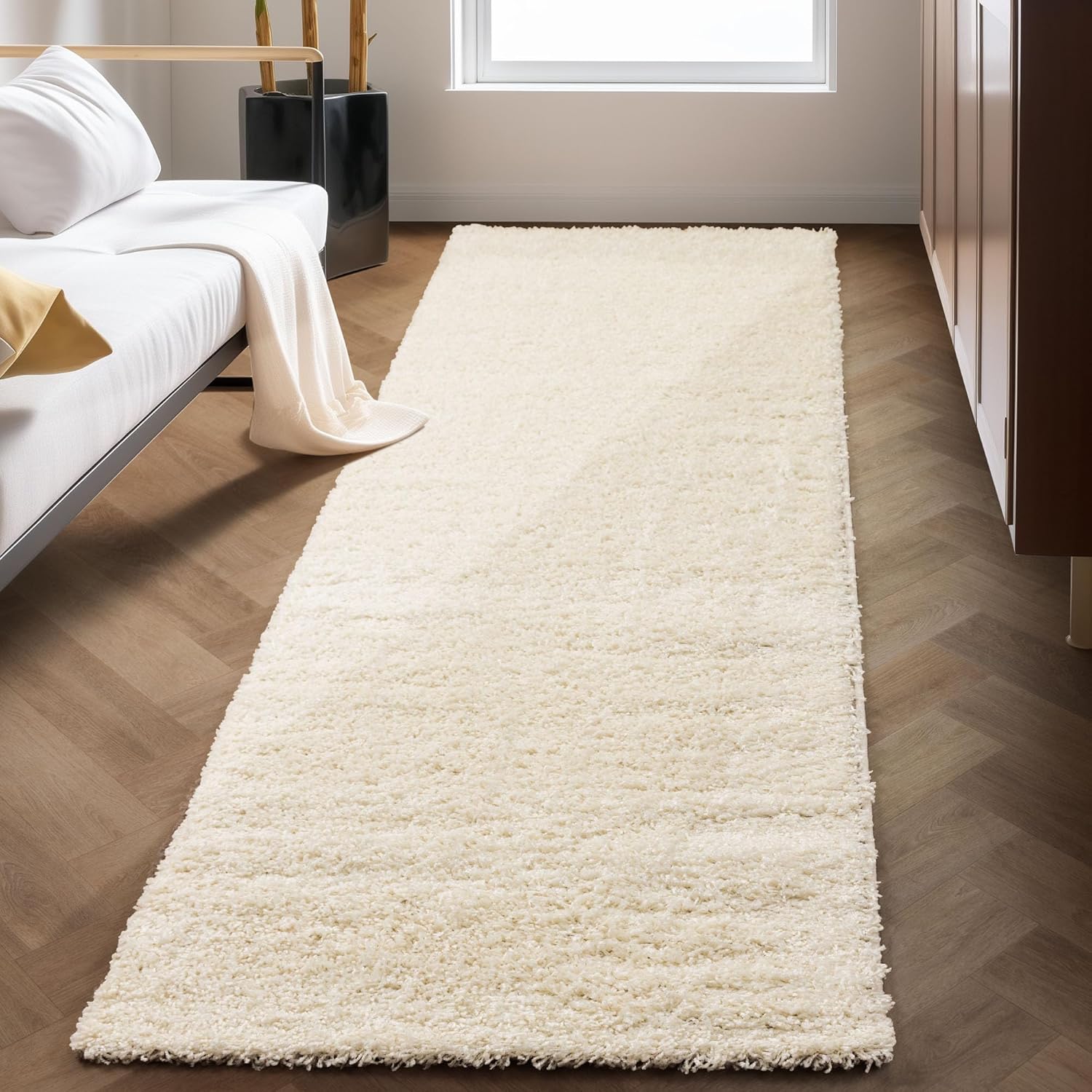 Tapis Shaggy Uni à poils longs - Crème – STUDIO DECO