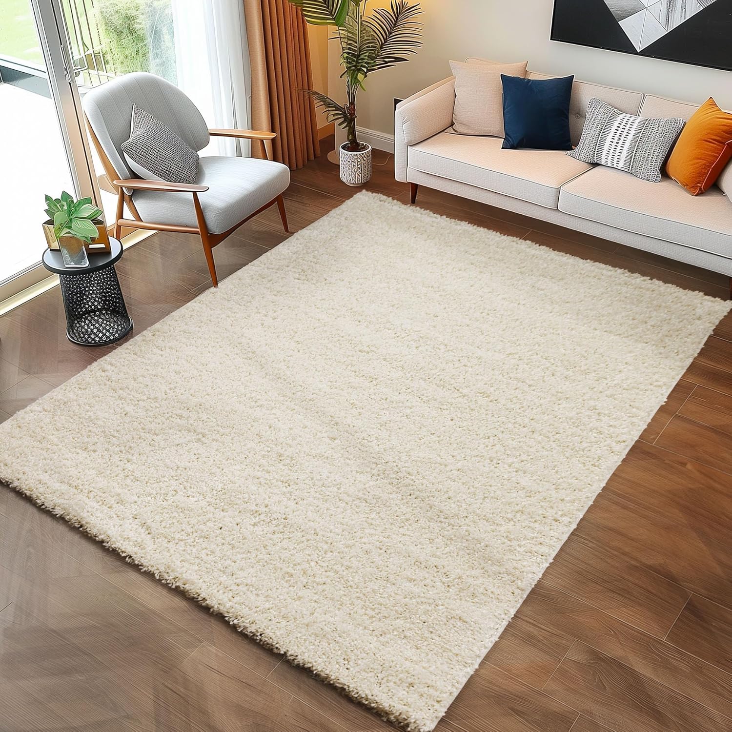 Tapis Shaggy Uni à poils longs - Crème – STUDIO DECO