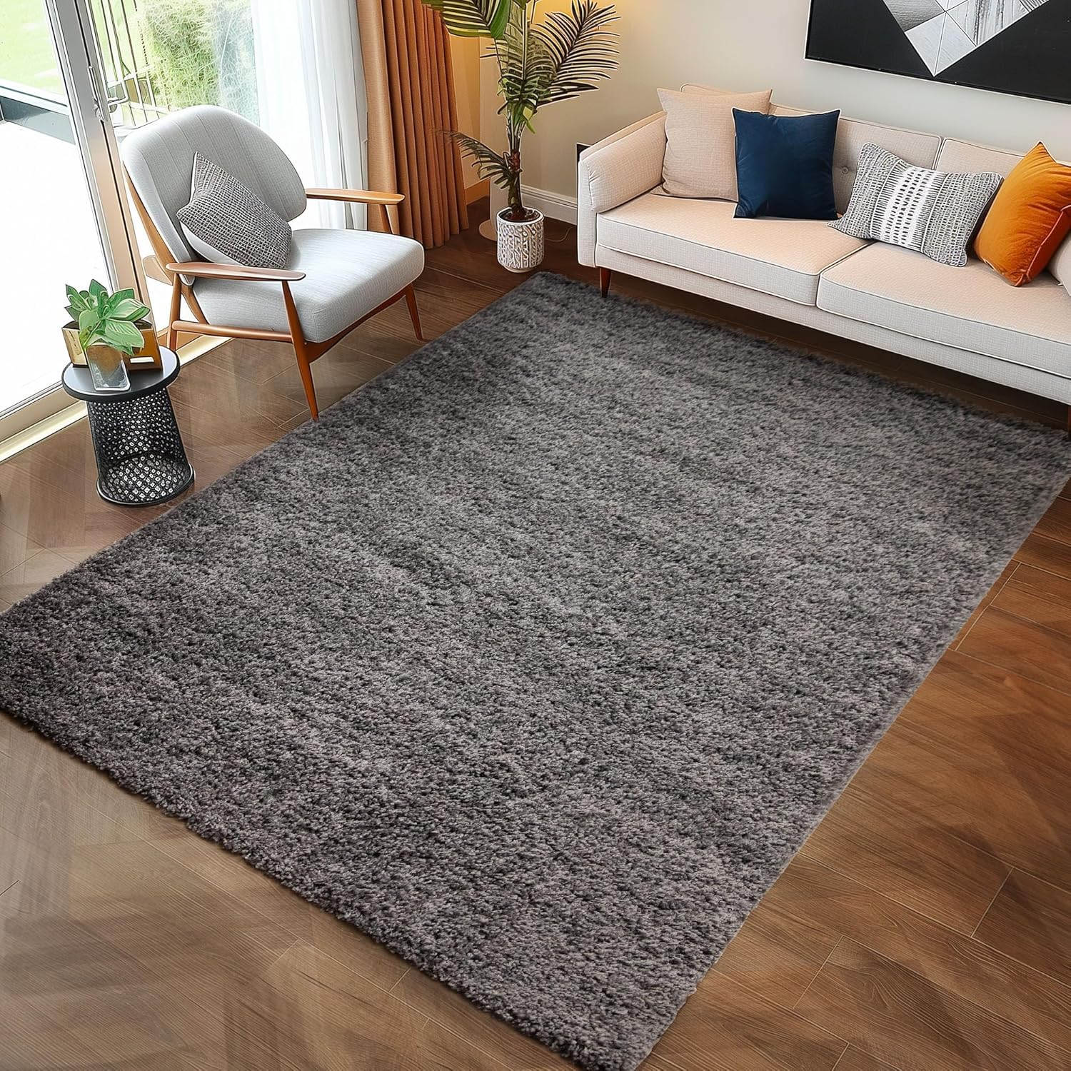 Tapis Shaggy Uni à poils longs - Gris – STUDIO DECO