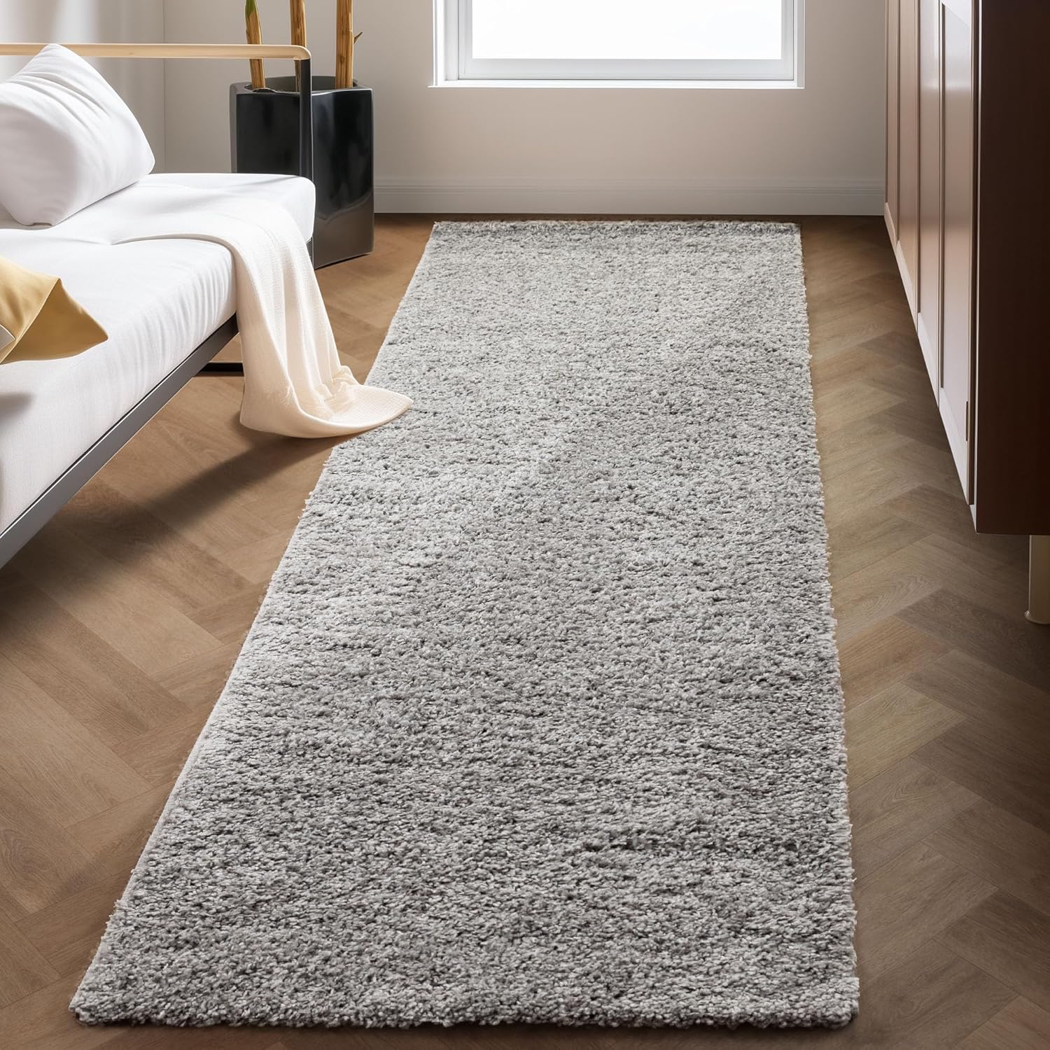 Tapis Shaggy Uni à poils longs - Gris Clair – STUDIO DECO
