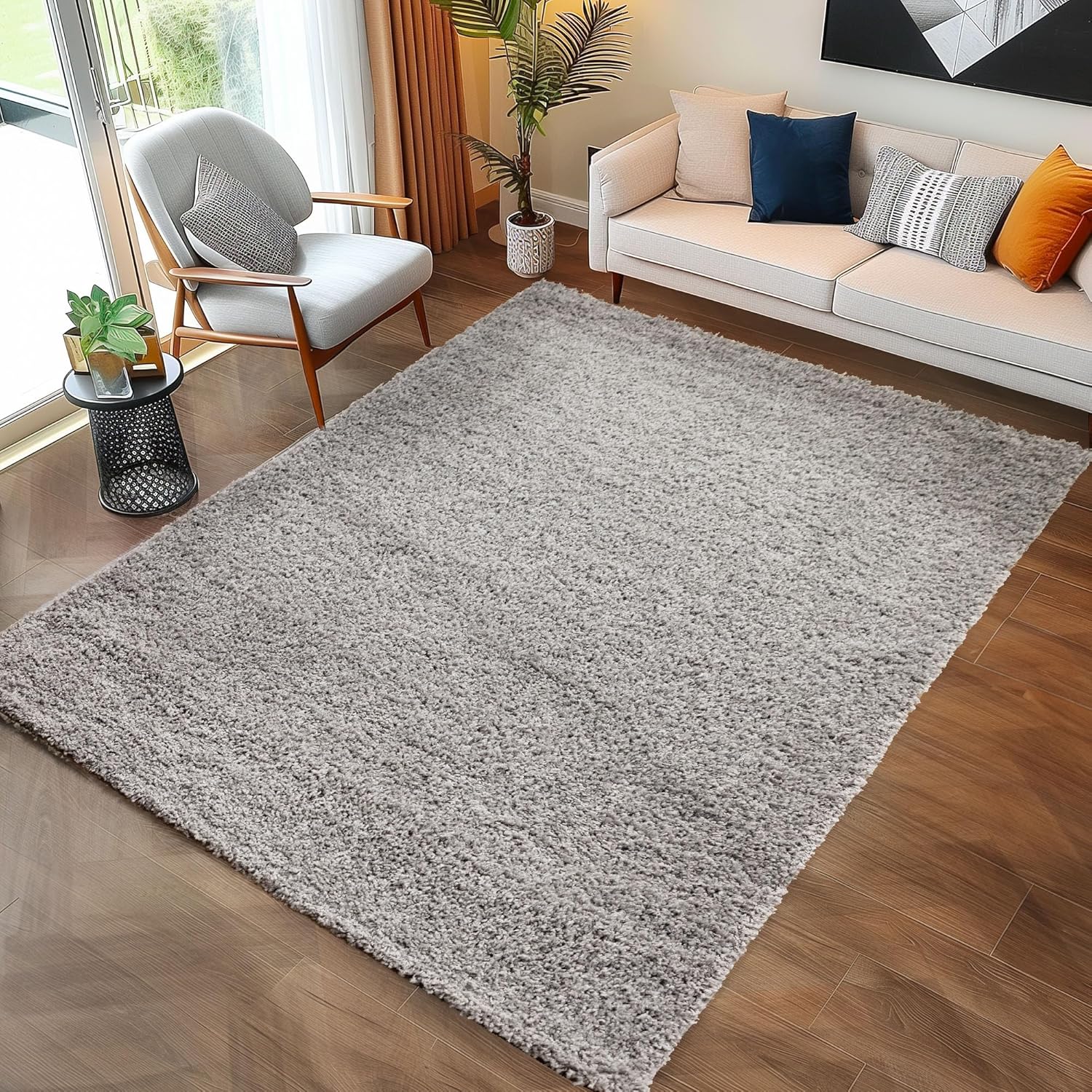 Tapis Shaggy Uni à poils longs - Gris Clair – STUDIO DECO