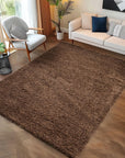 Tapis Shaggy Uni à poils longs - Marron – STUDIO DECO