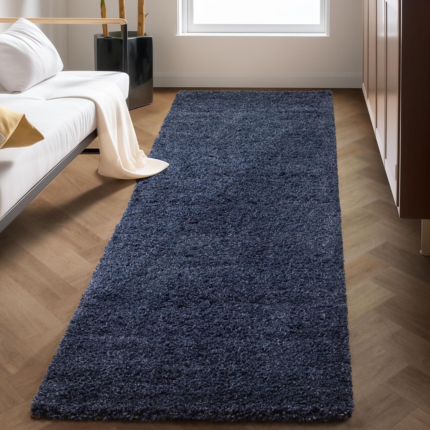 Tapis Shaggy Uni à poils longs - Bleu – STUDIO DECO