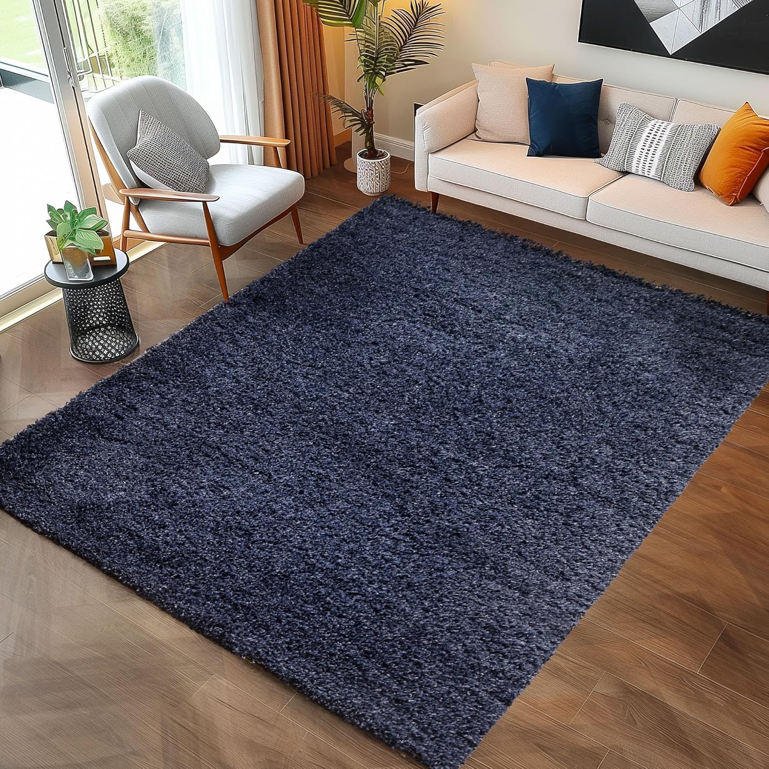 Tapis Shaggy Uni à poils longs - Bleu – STUDIO DECO