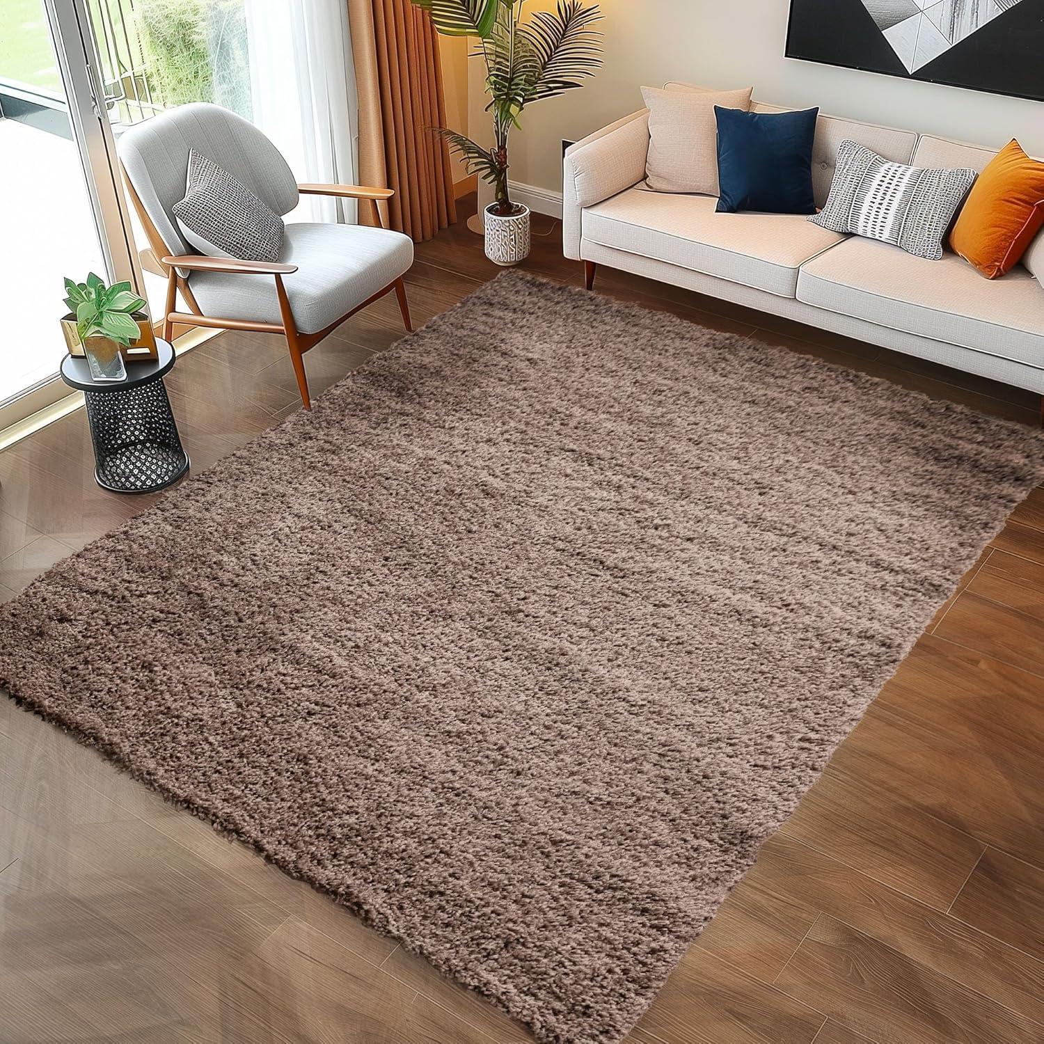 Tapis Shaggy Uni à poils longs - Taupe – STUDIO DECO