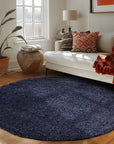 Tapis Shaggy Uni Rond - Bleu – STUDIO DECO