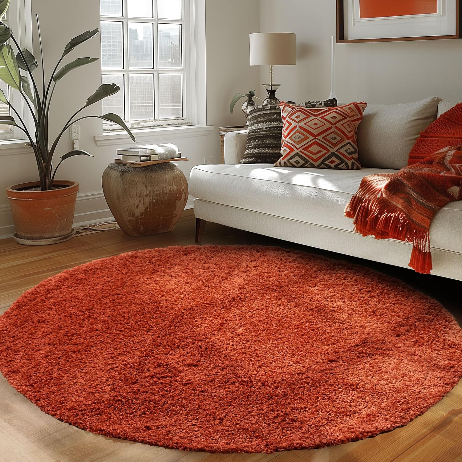 Tapis Shaggy Uni Rond - Terra – STUDIO DECO